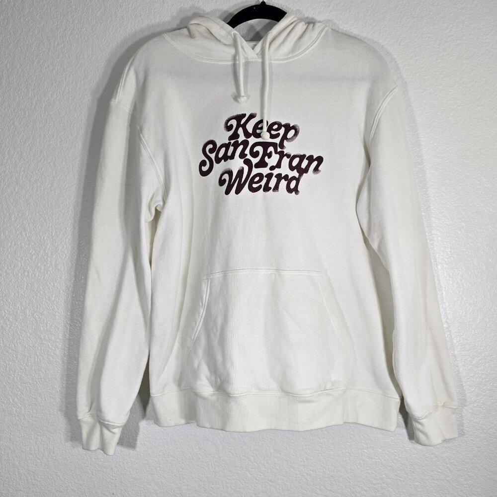 Cotton On Keep San Fran Weird Hoodie Sweatshirt Women XL White Pullover Casual